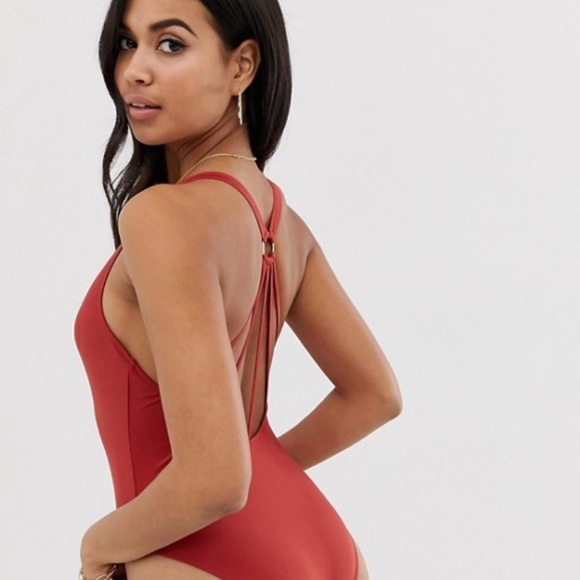 ASOS Strappy Ring Back Swimsuit - Picture 2 of 4